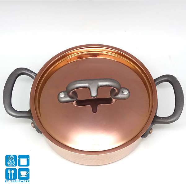 銅三層錘印雙耳鍋(20*7cm)(電磁爐適用)