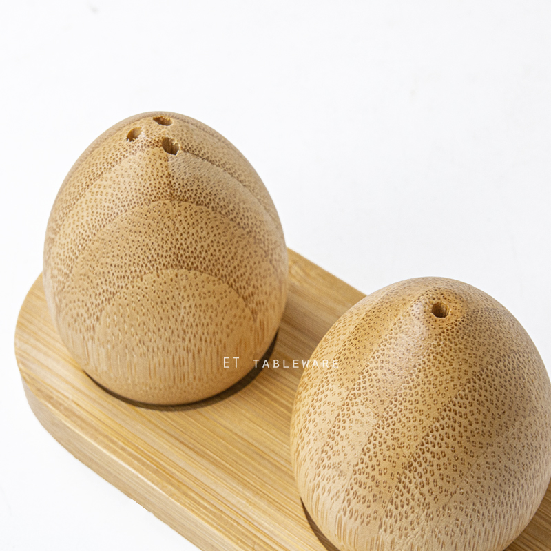 調味 ☆ 竹製 蛋型 調味組｜11.8 × 6 × H 6.5 ㎝｜單組