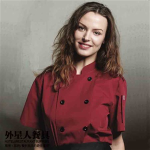 廚衣-機能款 涼感 中式平扣牙子廚師服(酒紅色)M-3XL