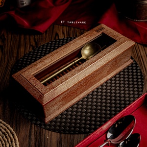 餐具盒 ☆ 原木紋餐具盒附蓋｜深色｜27 × 11 × 6.5 ㎝｜單個