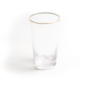 杯 ☆ 宮廷 金邊 豎紋 高口杯｜460 ml｜單個