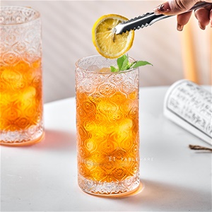杯 ☆ 海棠花玻璃高杯｜360 ml｜6入-較長備貨