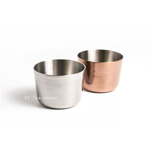 杯 ☆ 不銹鋼斜身錘印杯｜不銹鋼色．玫瑰金｜Φ 10 x H 7.5 cm｜單個