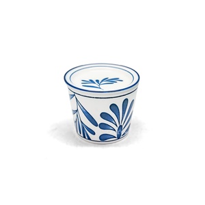 杯 ☆ 釉下彩豬口杯含蓋｜復古藍葉｜單個