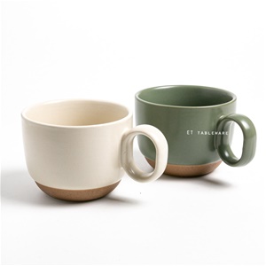 杯 ☆ Stoneware啞光咖啡杯｜米色．綠色｜300 ml｜14 x 10 x 7.6 cm｜單個