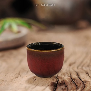 杯 ☆ 窯變 釉色陶瓷 20 ml｜清酒杯｜紅色｜單個 -較長貨日