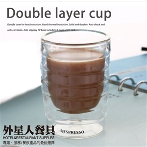 玻璃雙層杯--雙層濃縮咖啡杯85CC波紋身
