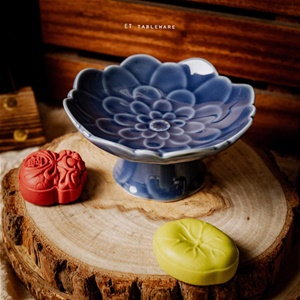 盤 ☆ 花朵 高腳果盤｜霽青｜12.3 ㎝｜單個★ 商品流動率快，如遇售完，需追加預購