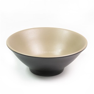 碗 ☆ 陶面悠雅湯碗｜18.3 × 7.3 cm｜內奶茶色外黑｜(盒/10入)