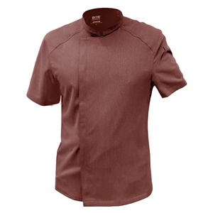 廚衣 ☆ 清新感側排廚師服｜短袖｜醬紅｜M - 3 XL｜單件