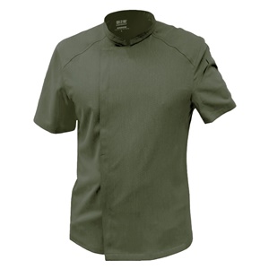廚衣 ☆ 清新感側排廚師服｜短袖｜軍綠｜M - 3 XL｜單件