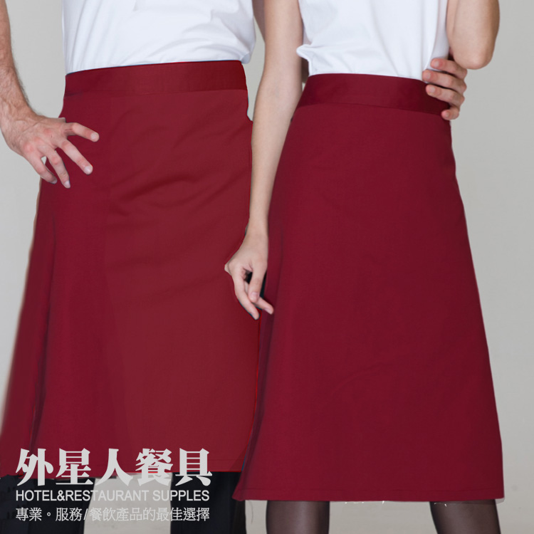 圍裙-☆無口袋☆半身經典圍裙(酒紅)