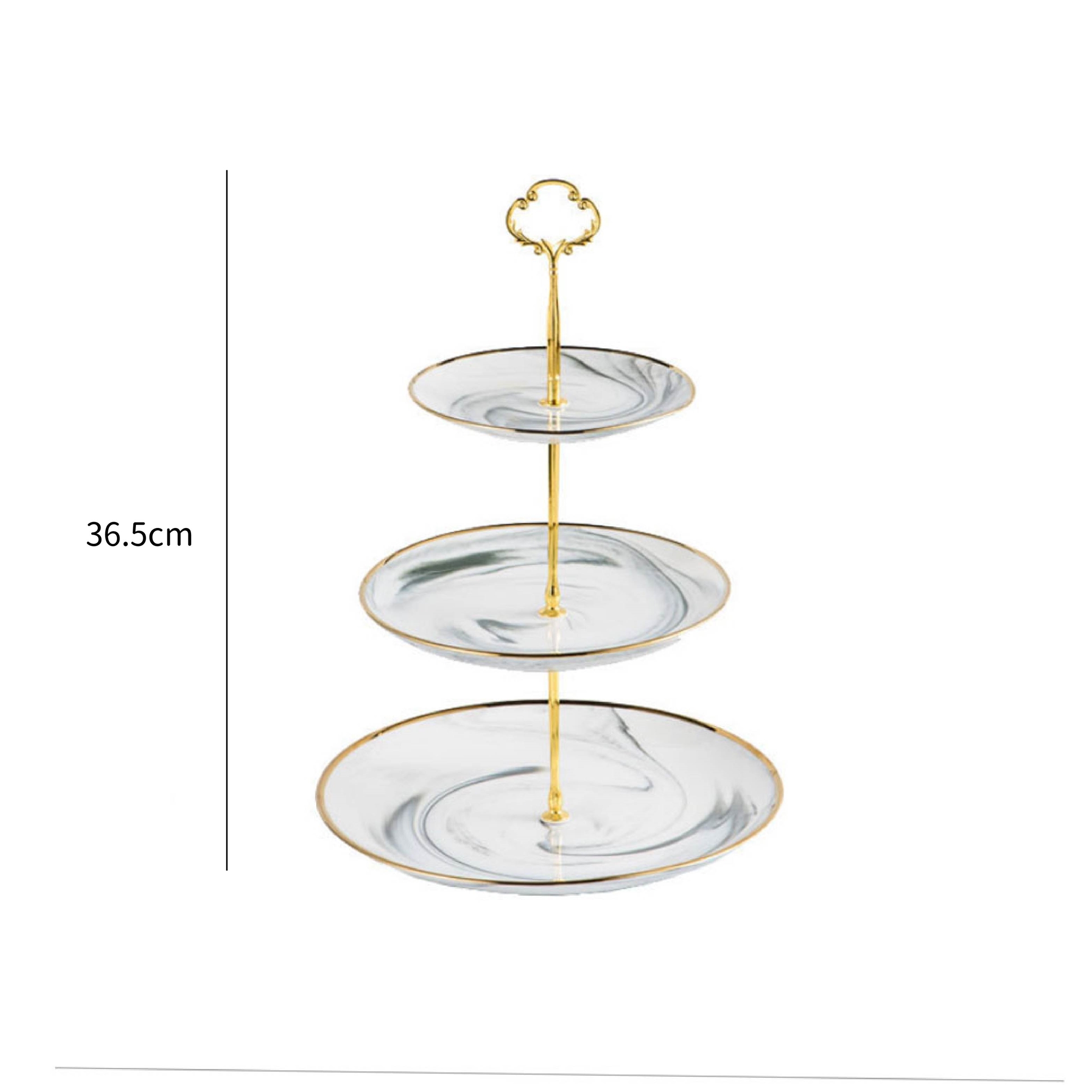 北歐輕奢 36.5cm 大理石三層架｜蛋糕架｜單組