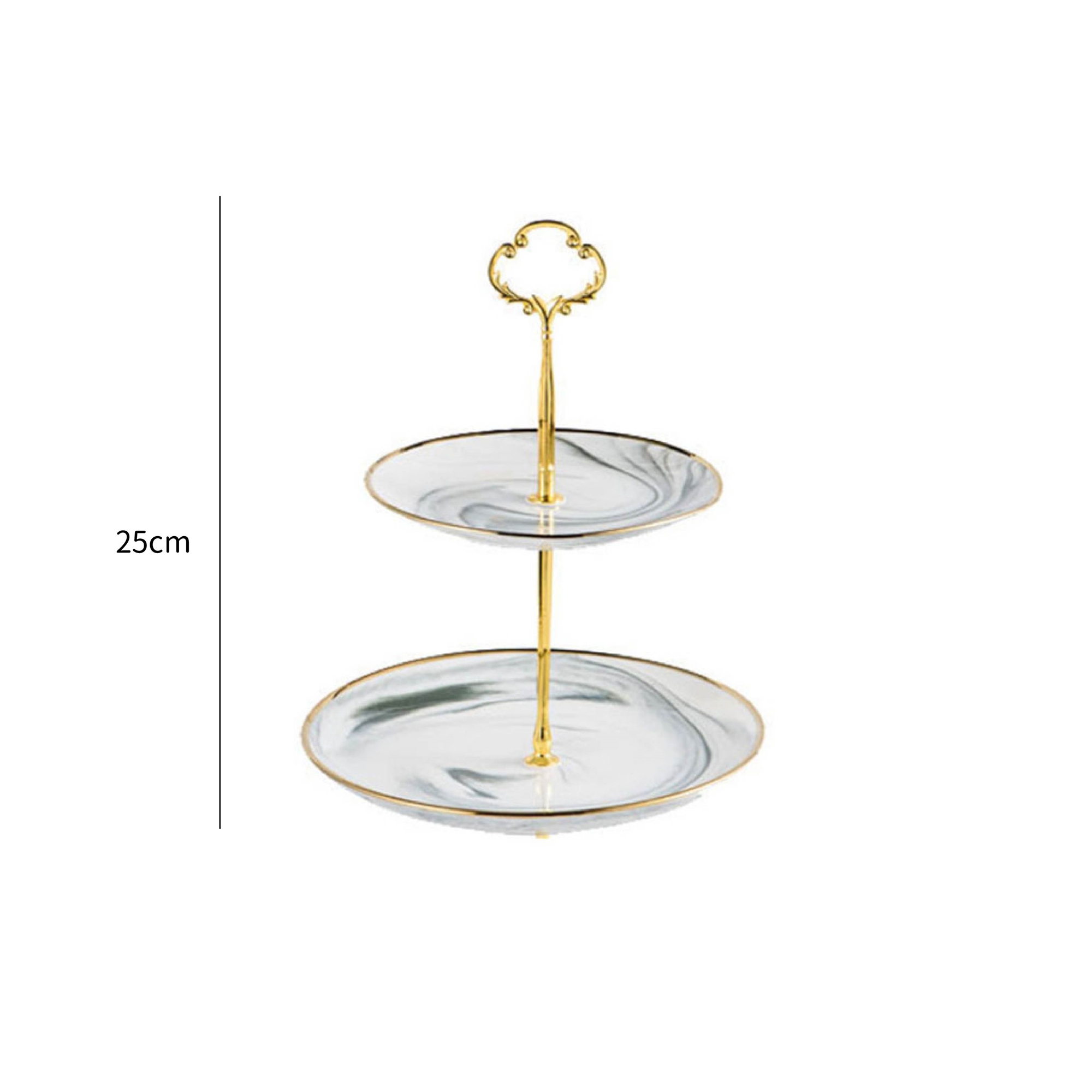 北歐輕奢 25cm 大理石雙層架｜蛋糕架｜單組