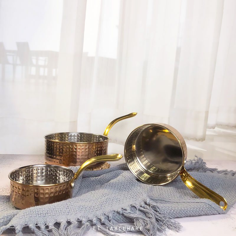 鍋 ☆ 金把不銹鋼鍍金錘印單柄鍋｜單個