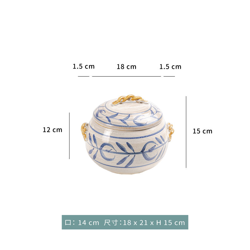 砂鍋/湯煲☆陶瓷  唐草｜藤把型蓋｜18 cm．21 cm．24 cm｜單個