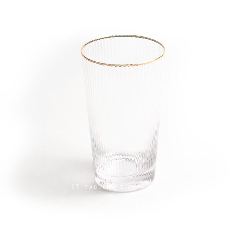 杯 ☆ 宮廷 金邊 豎紋 高口杯｜460 ml｜單個