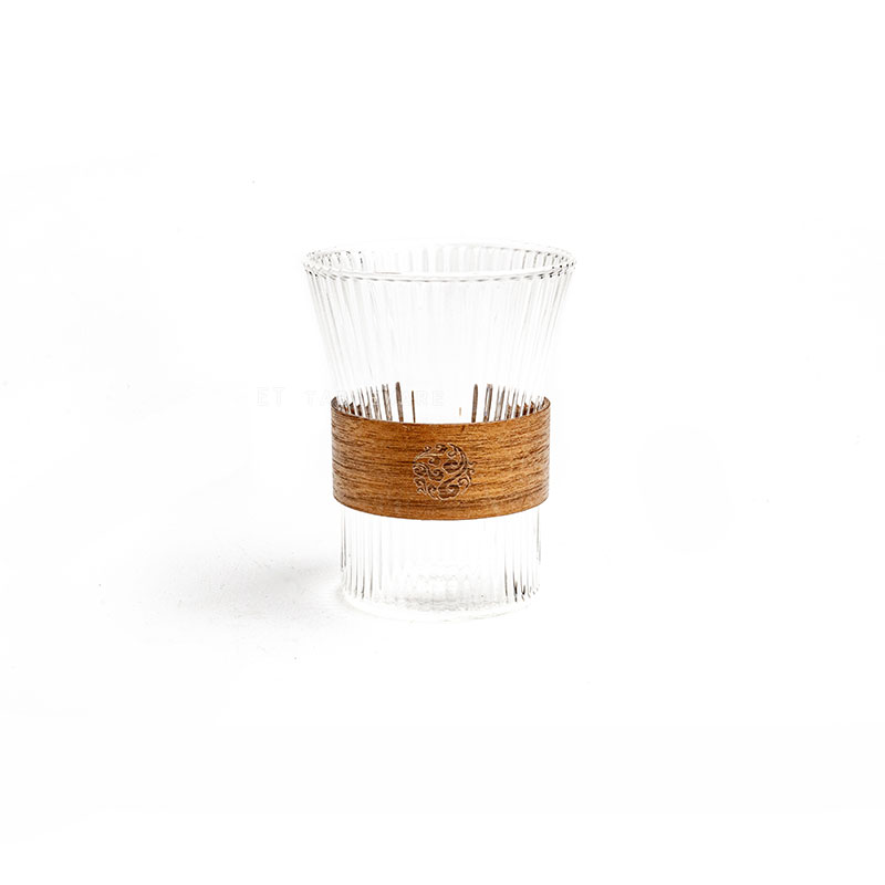 杯 ☆ 日式 豎紋 帶木圈 高杯｜8.5 x 11 cm｜單個