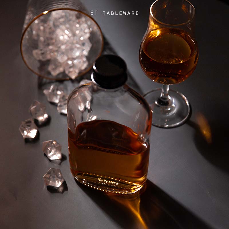 玻璃☆酒瓶飲料罐｜200ml｜黑蓋｜