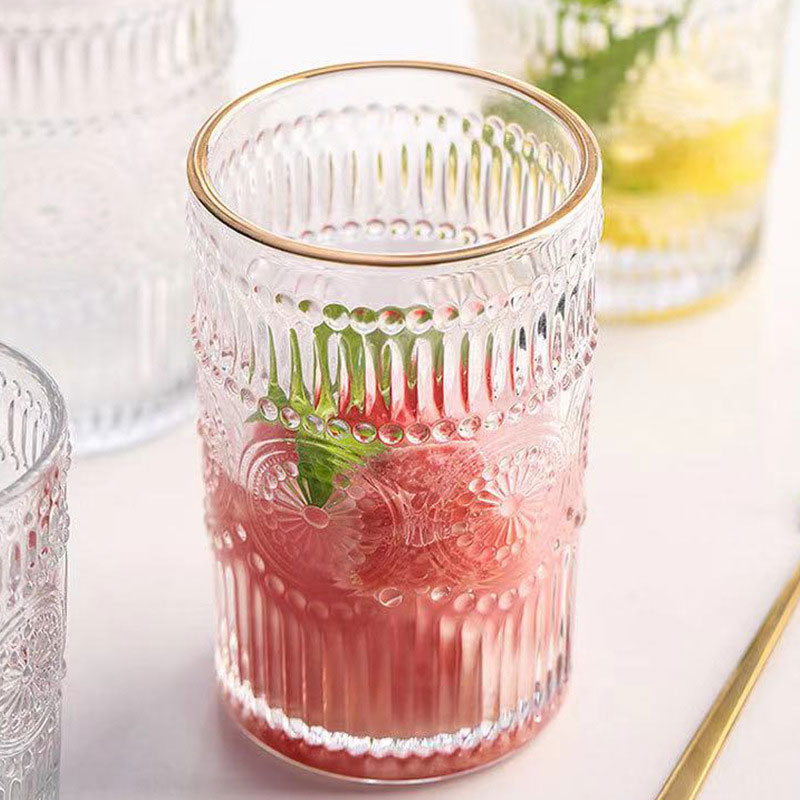 杯 ☆ 宮廷 金邊 太陽花 水杯｜250 ml．350 ml｜6入