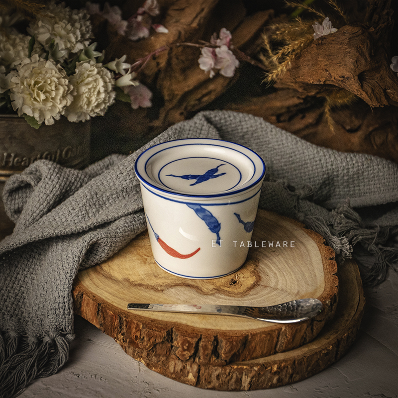 杯 ☆ 釉下彩豬口杯含蓋｜辣椒｜單個