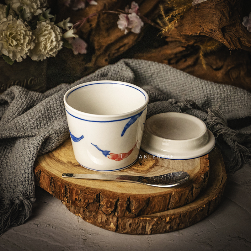 杯 ☆ 釉下彩豬口杯含蓋｜辣椒｜單個
