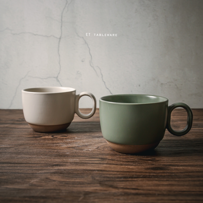 杯 ☆ Stoneware啞光咖啡杯｜米色．綠色｜300 ml｜14 x 10 x 7.6 cm｜單個