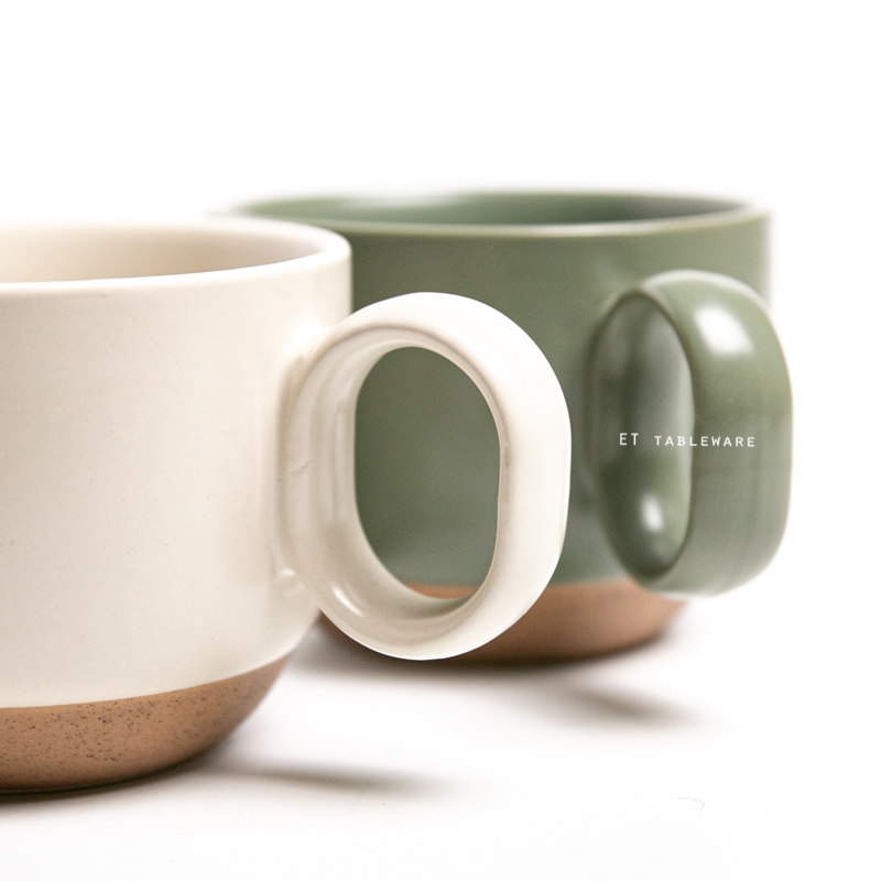 杯 ☆ Stoneware啞光咖啡杯｜米色．綠色｜300 ml｜14 x 10 x 7.6 cm｜單個