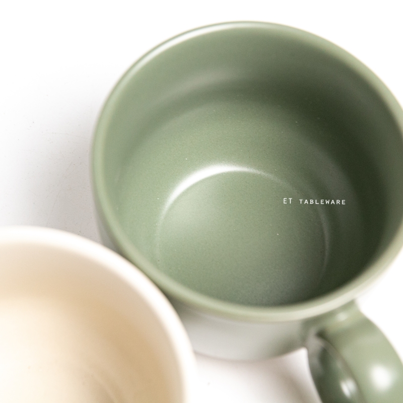 杯 ☆ Stoneware啞光咖啡杯｜米色．綠色｜300 ml｜14 x 10 x 7.6 cm｜單個