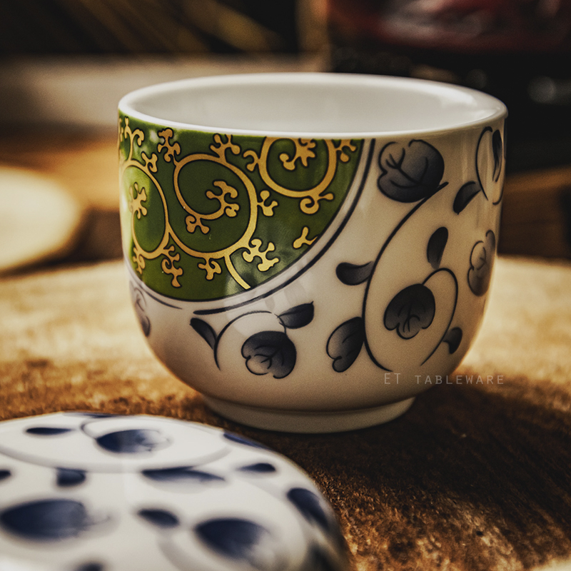 碗 ☆ 日風 春色碧藤 茶碗蒸 附蓋｜7.5 × 7.5 ㎝｜單個