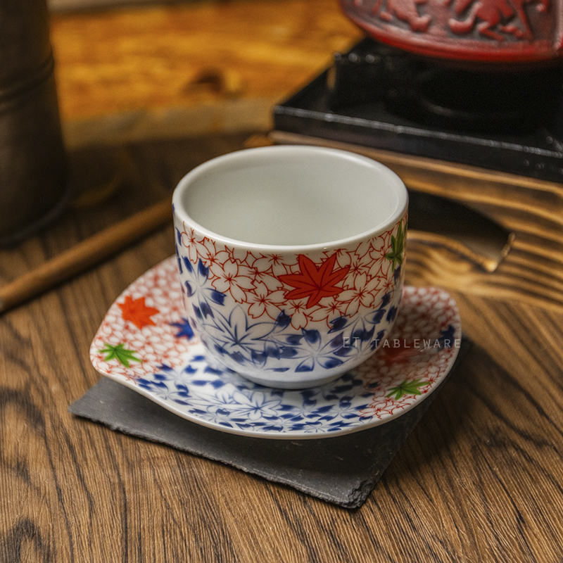 杯 ☆ 日風 春櫻秋楓 茶杯｜ 7.5 × 6 ㎝｜單個