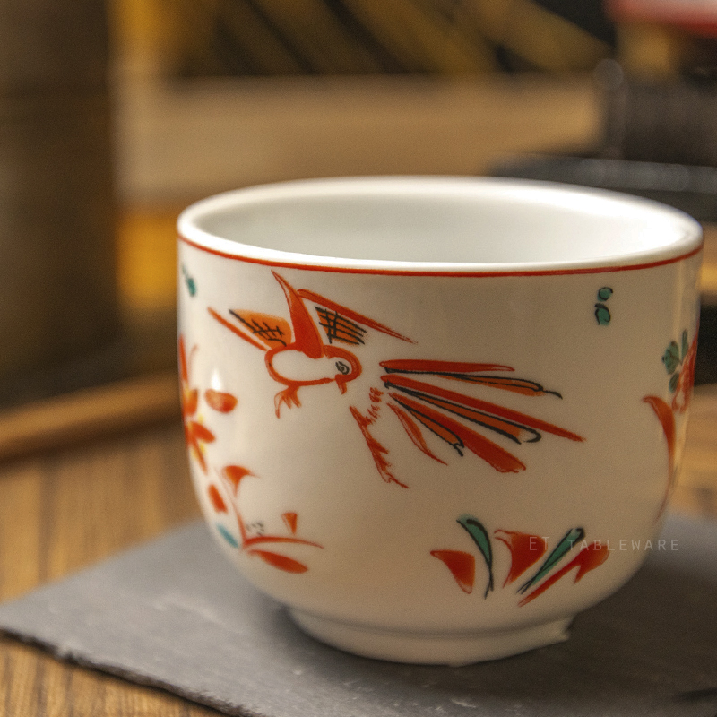 杯 ☆ 日風 赤紅花 茶杯｜ 7.5 × 6 ㎝｜單個