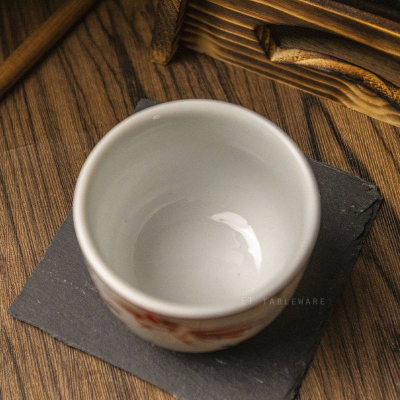 杯 ☆ 日風 赤紅花 茶杯｜ 7.5 × 6 ㎝｜單個