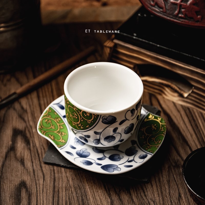 杯 ☆ 日風 春色碧藤 茶杯｜ 7.5 × 6 ㎝｜單個