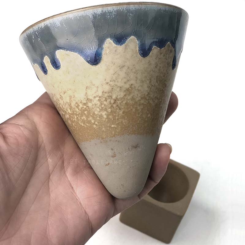 杯 ☆ 丹石窯燒咖啡杯｜9 × 11 ㎝｜復古藍｜單組