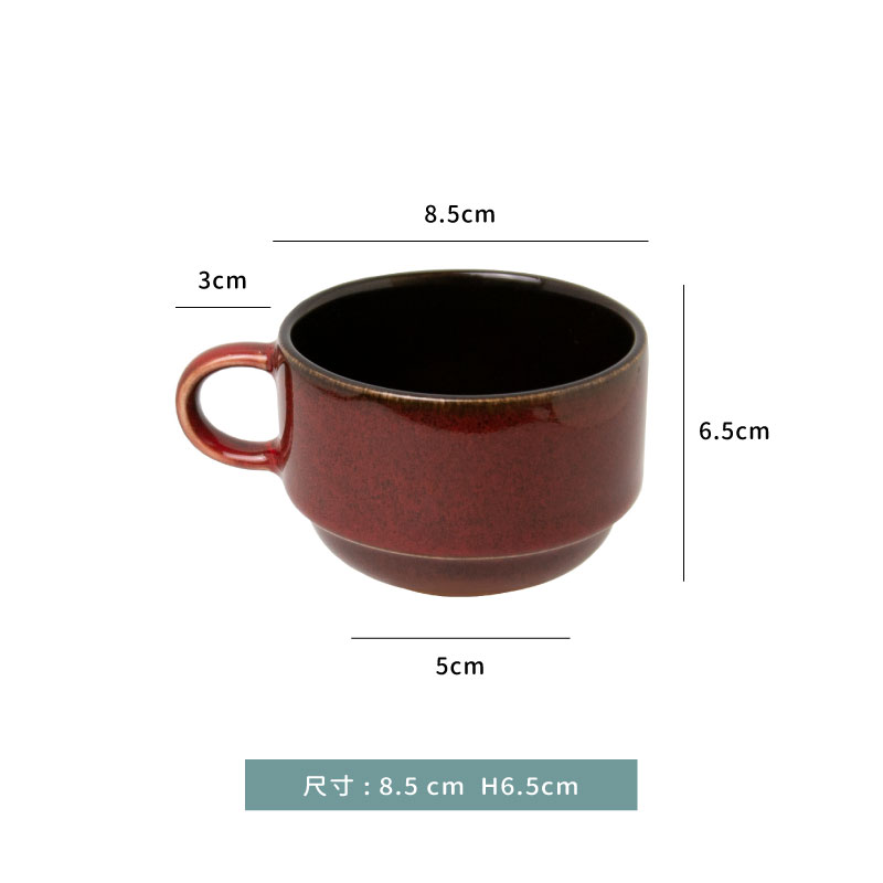 杯 ☆ 釉色陶瓷  180 ml ｜咖啡杯 ． 碟｜紅色｜單個｜單組