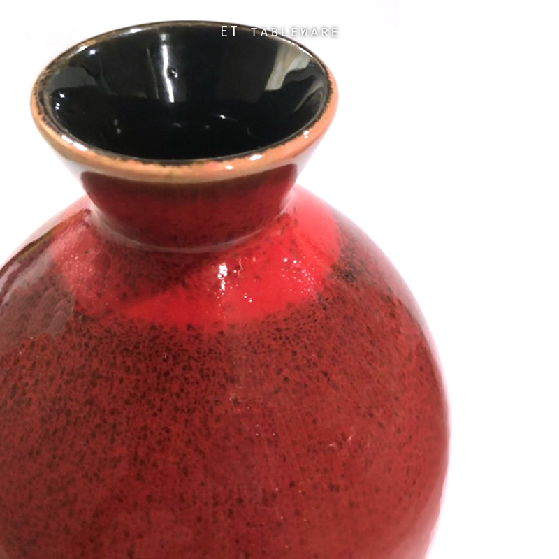 窯變 釉色陶瓷 360 ml 清酒壺｜紅色｜單個