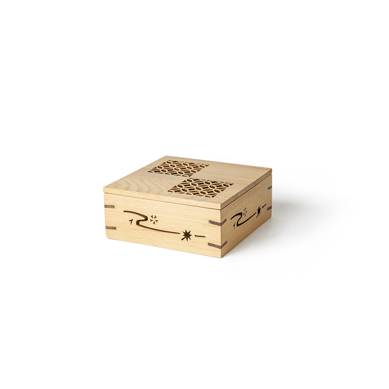 木盒☆正方料理盒帶蓋｜銅錢紋｜15 × 6.5 ㎝｜單個