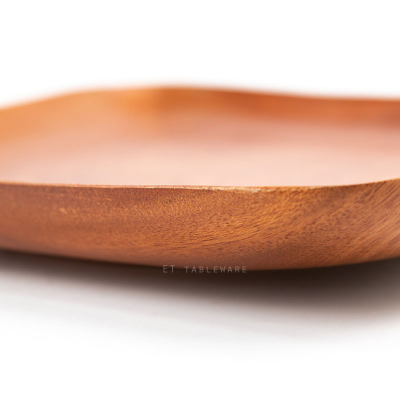 盤 ☆ 桃木盤正方凹邊盤｜20 x 3 cm｜單個