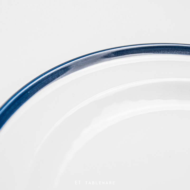 盤☆手彩藍邊半紋平盤｜20.2 × H 2.2 ㎝｜單個