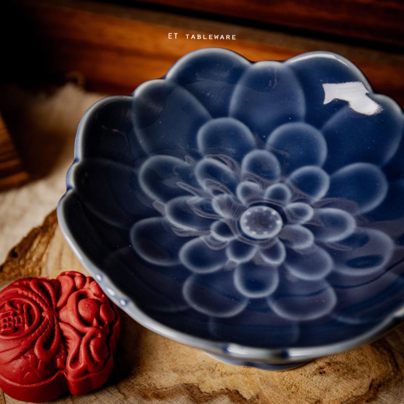 盤 ☆ 花朵 高腳果盤｜霽青｜12.3 ㎝｜單個★ 商品流動率快，如遇售完，需追加預購