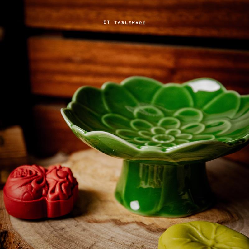 盤 ☆ 花朵 高腳果盤｜竹葉青｜12.3 ㎝｜單個★ 商品流動率快，如遇售完，需追加預購
