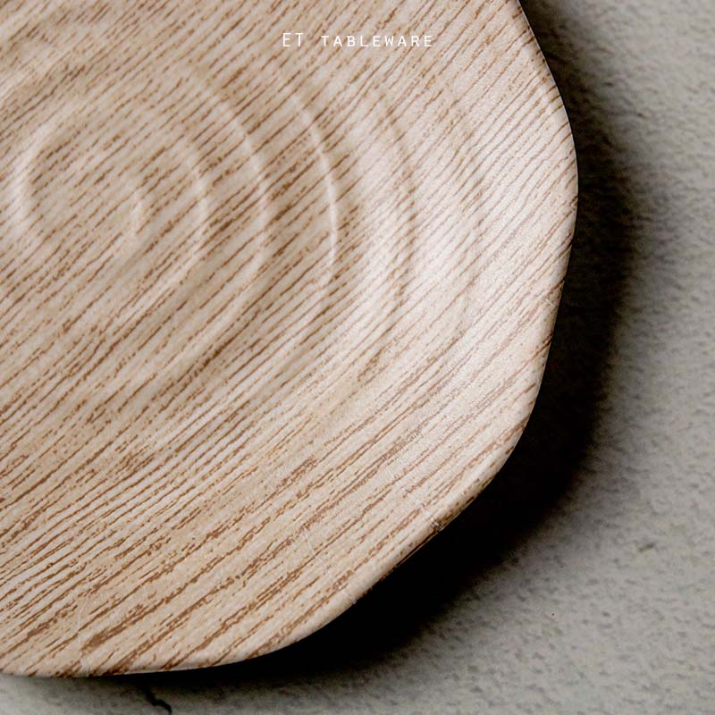 檜憶．森活系列☆木紋 陶面梅花盤｜15.5 cm｜單個