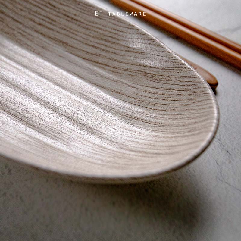檜憶．森活系列☆陶面橢圓盤｜21 x 13 cm｜一次需12個出貨