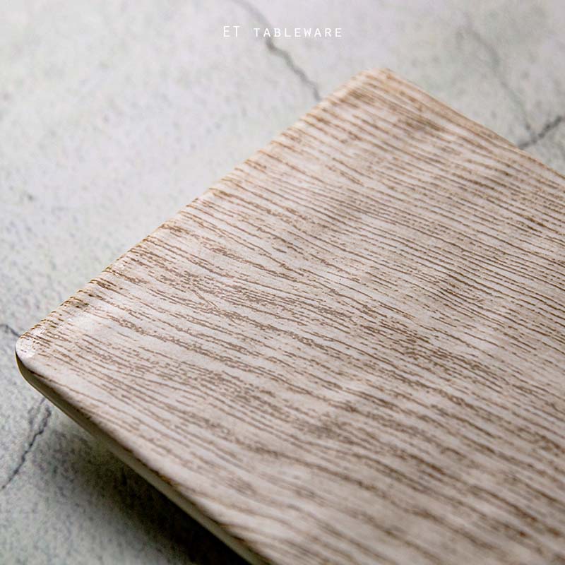 檜憶．森活系列☆木紋 陶面石紋壽司紋路陶板｜22 cm．23.8 cm｜單個