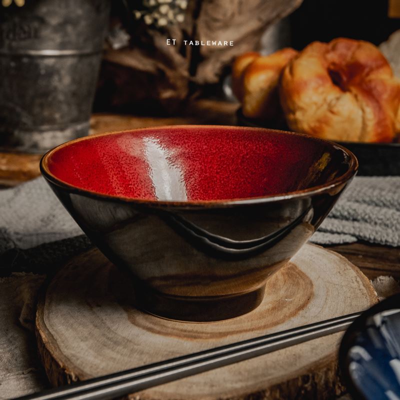 碗 ☆ 窯變釉色陶瓷  斗笠碗｜紅色｜單個-較長備貨