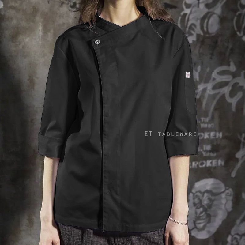 廚衣 ☆ 中袖四季風黑廚衣｜黑色｜M - 4 XL｜單個