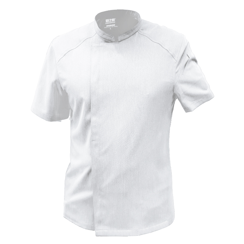 廚衣 ☆ 清新感側排廚師服｜短袖｜白色｜M - 3 XL｜單件