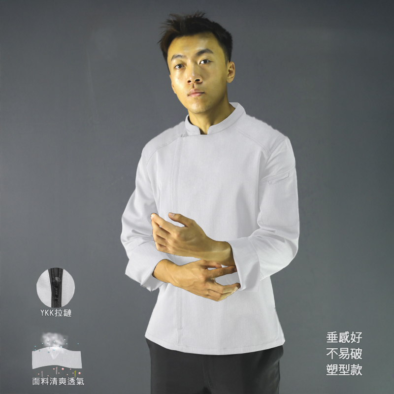 廚衣 ☆ 清新感側排廚師服｜短袖｜白色｜M - 3 XL｜單件