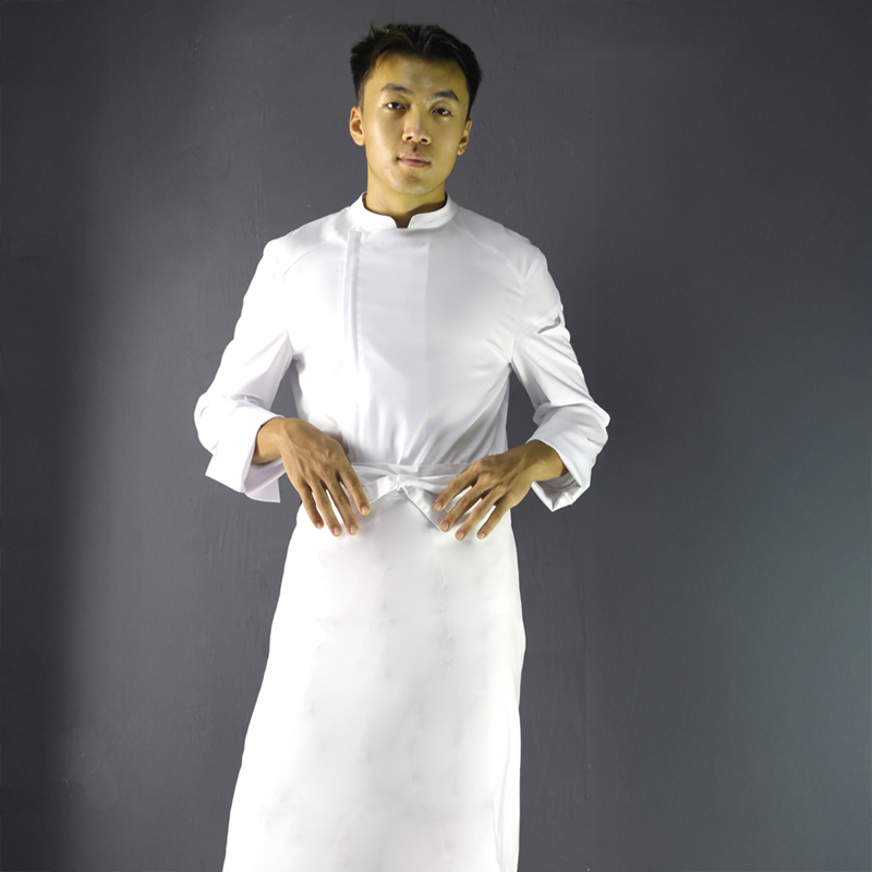 廚衣 ☆ 清新感側排廚師服｜短袖｜白色｜M - 3 XL｜單件
